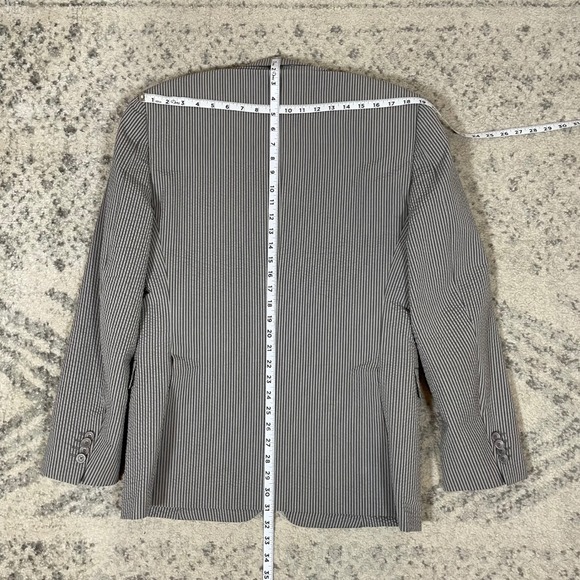 Z Zegna City Seersucker Stripe Silk Blend Sport Blazer Men's US 42R Grey - Picture 9 of 9
